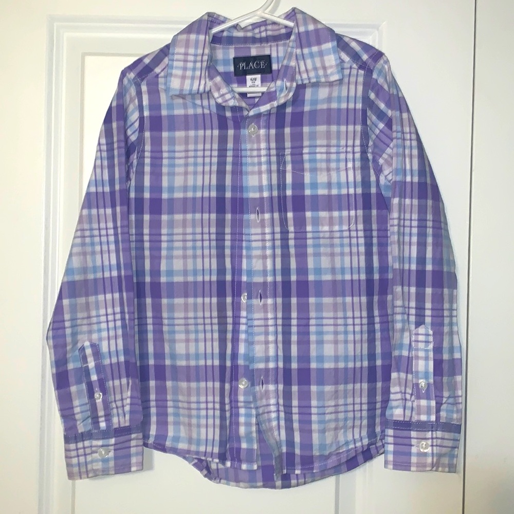 Boys Purple Plaid Button Down.